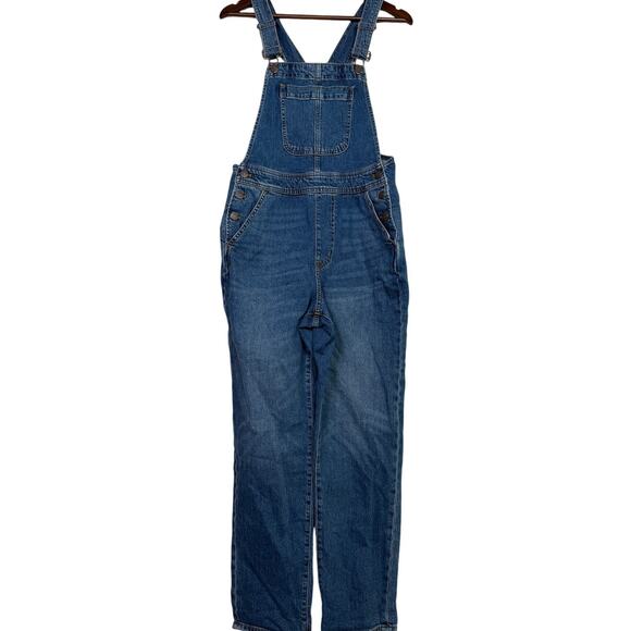 NWT J. Crew Denim Overalls Jumpsuit Button Closure Adjustable Straps S Blue Dark - Picture 2 of 16